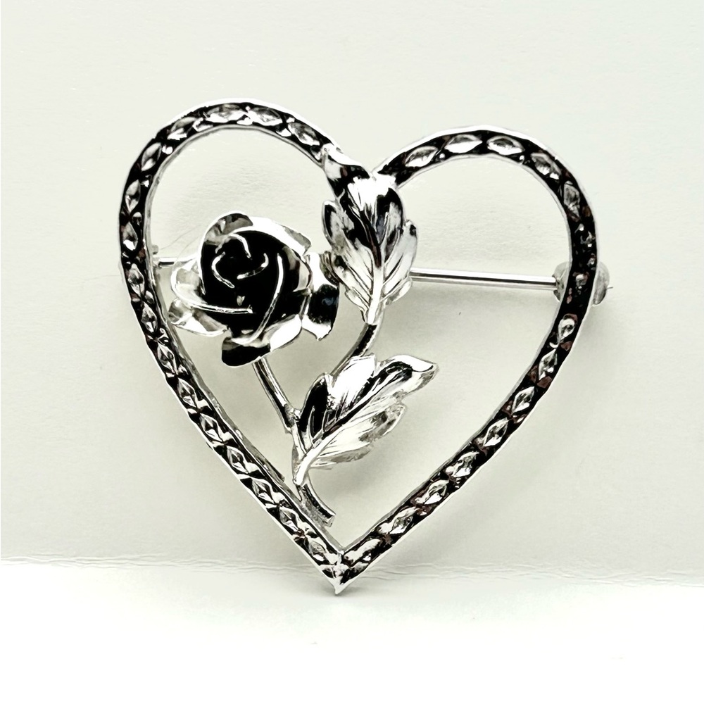 Bond Boyd Sterling Rose/heart brooch